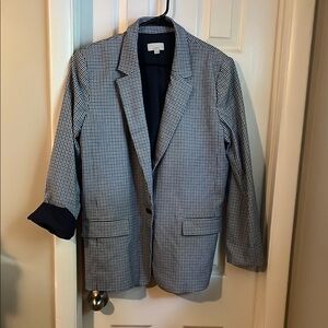 LOFT Black and White Blazer with Structured Shoulders